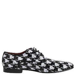 Dress Black White Sequined Lace Up Derby Shoes