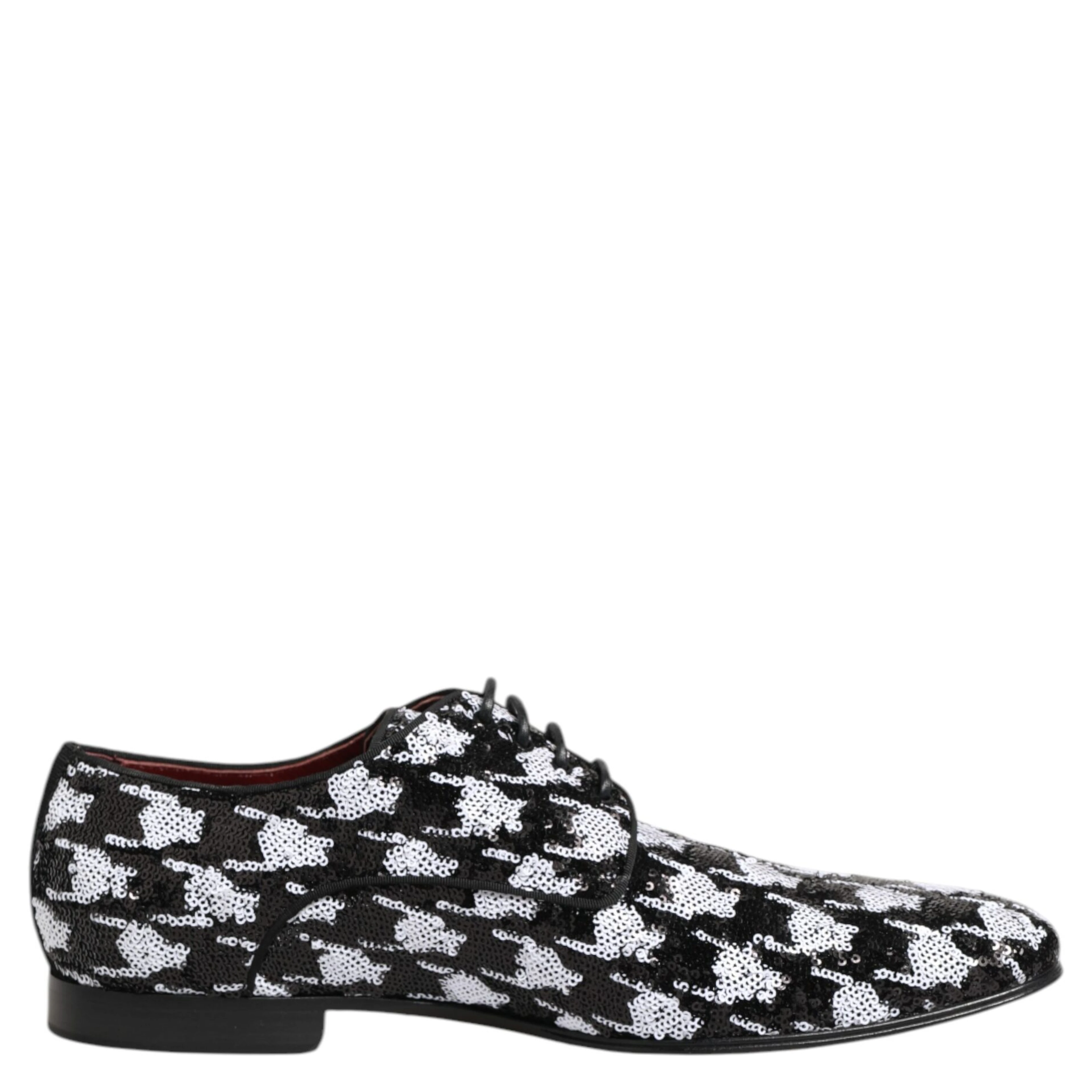 Dress Black White Sequined Lace Up Derby Shoes