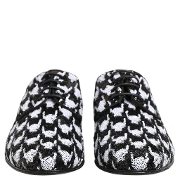 Dress Black White Sequined Lace Up Derby Shoes