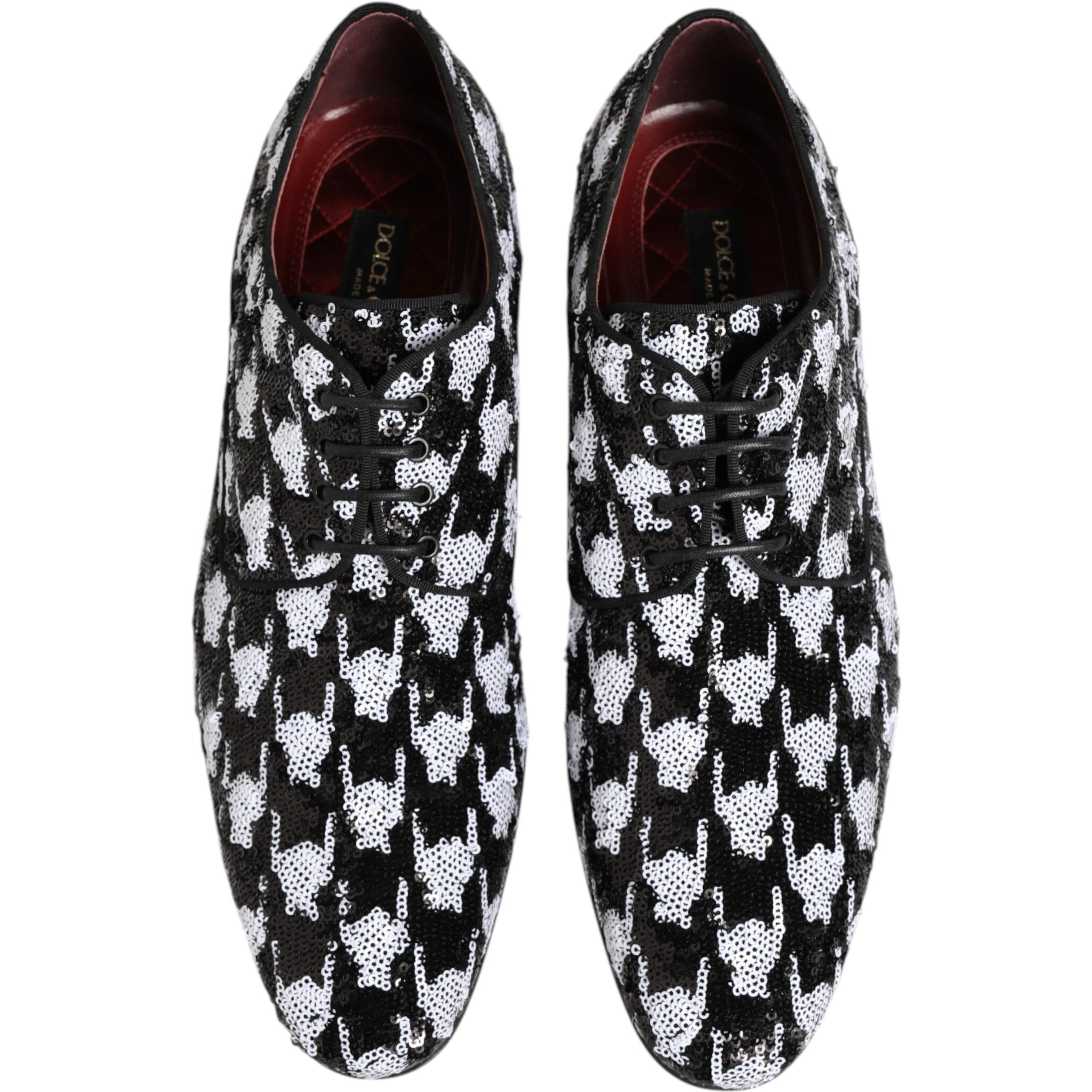 Dress Black White Sequined Lace Up Derby Shoes