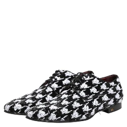 Dress Black White Sequined Lace Up Derby Shoes