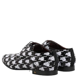 Dress Black White Sequined Lace Up Derby Shoes