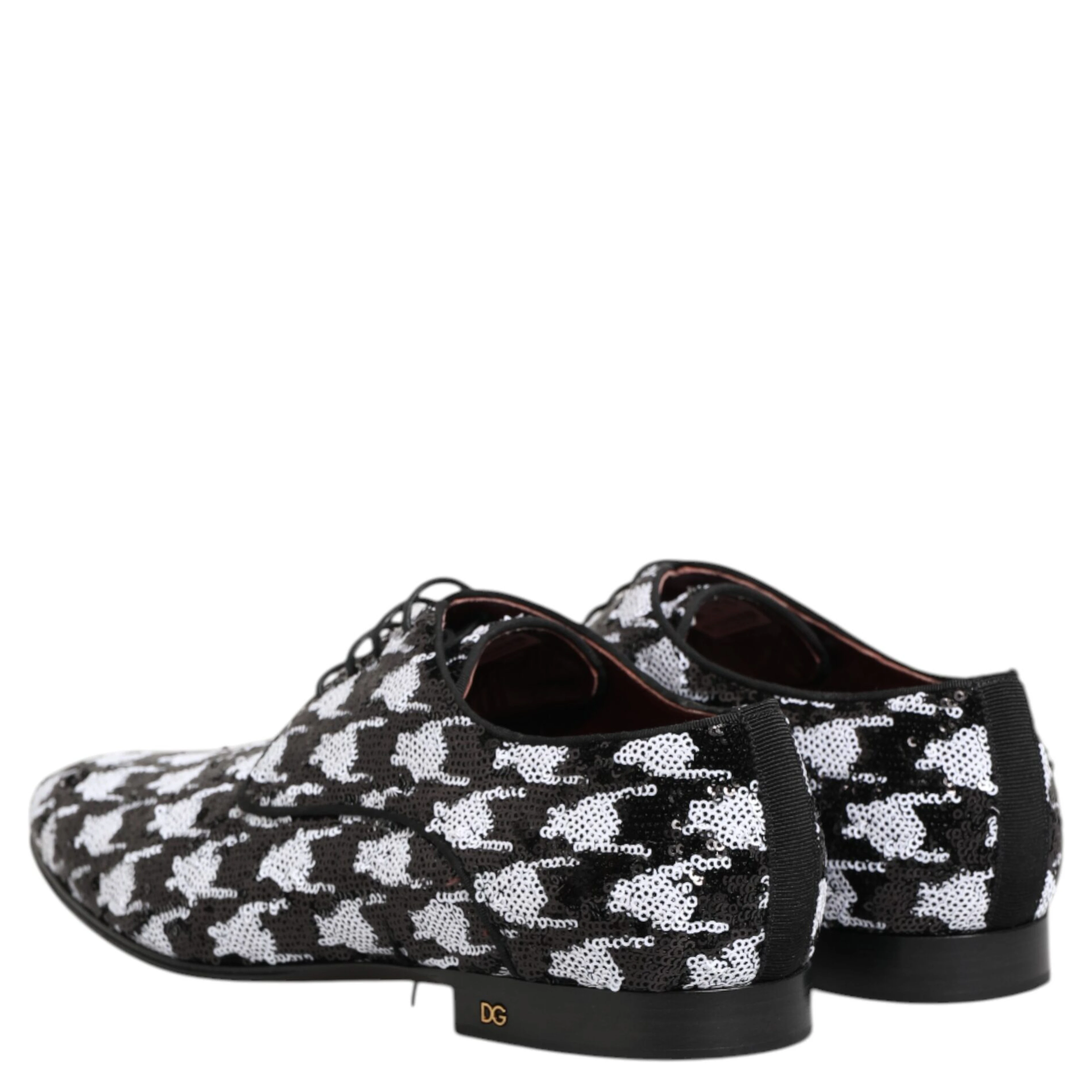 Dress Black White Sequined Lace Up Derby Shoes