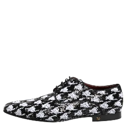 Dress Black White Sequined Lace Up Derby Shoes