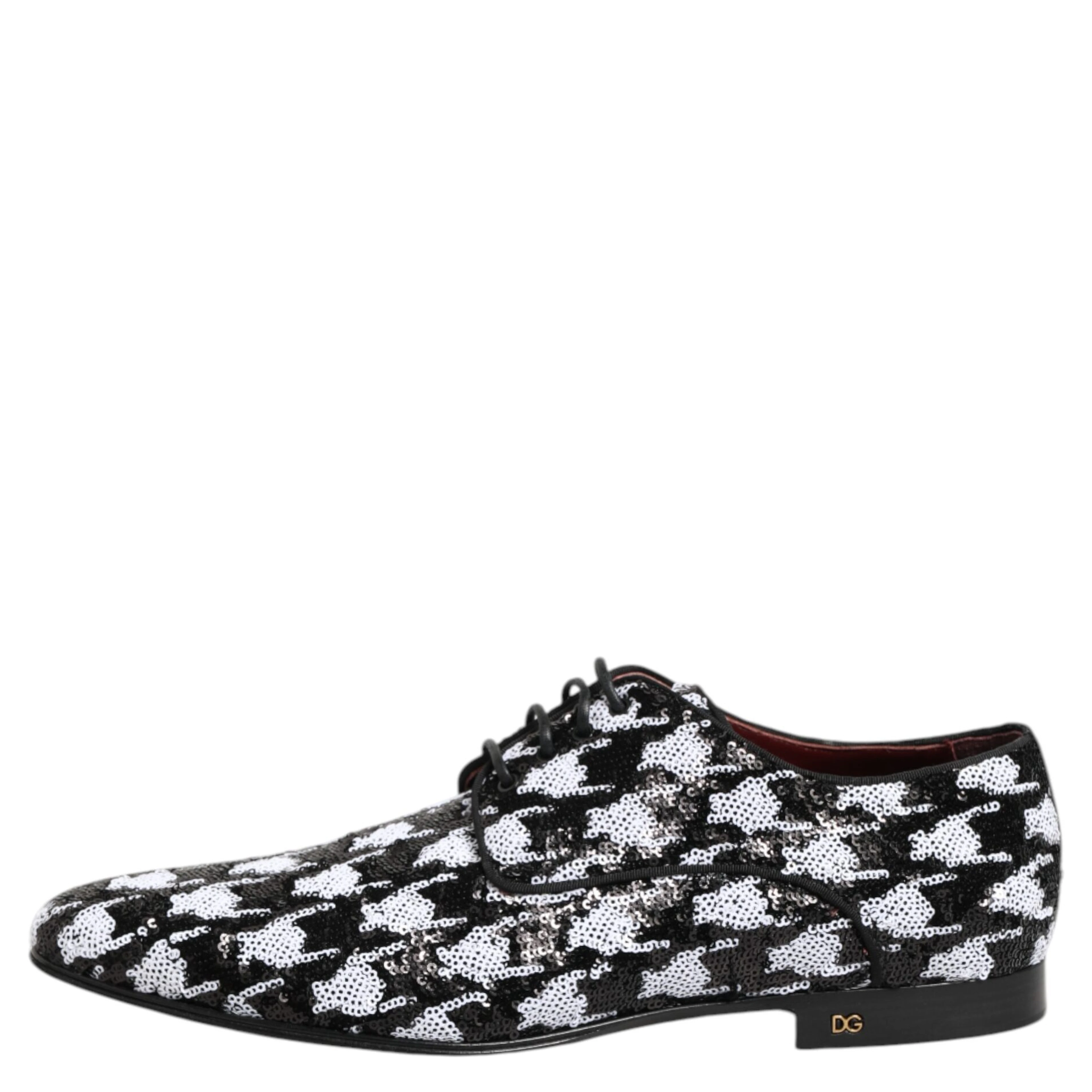 Dress Black White Sequined Lace Up Derby Shoes