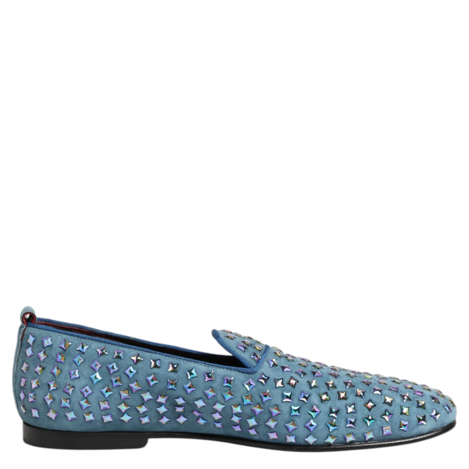 Blue Suede Studded Dress Men Loafers Shoes