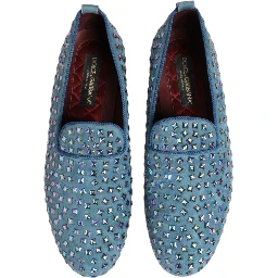 Blue Suede Studded Dress Men Loafers Shoes