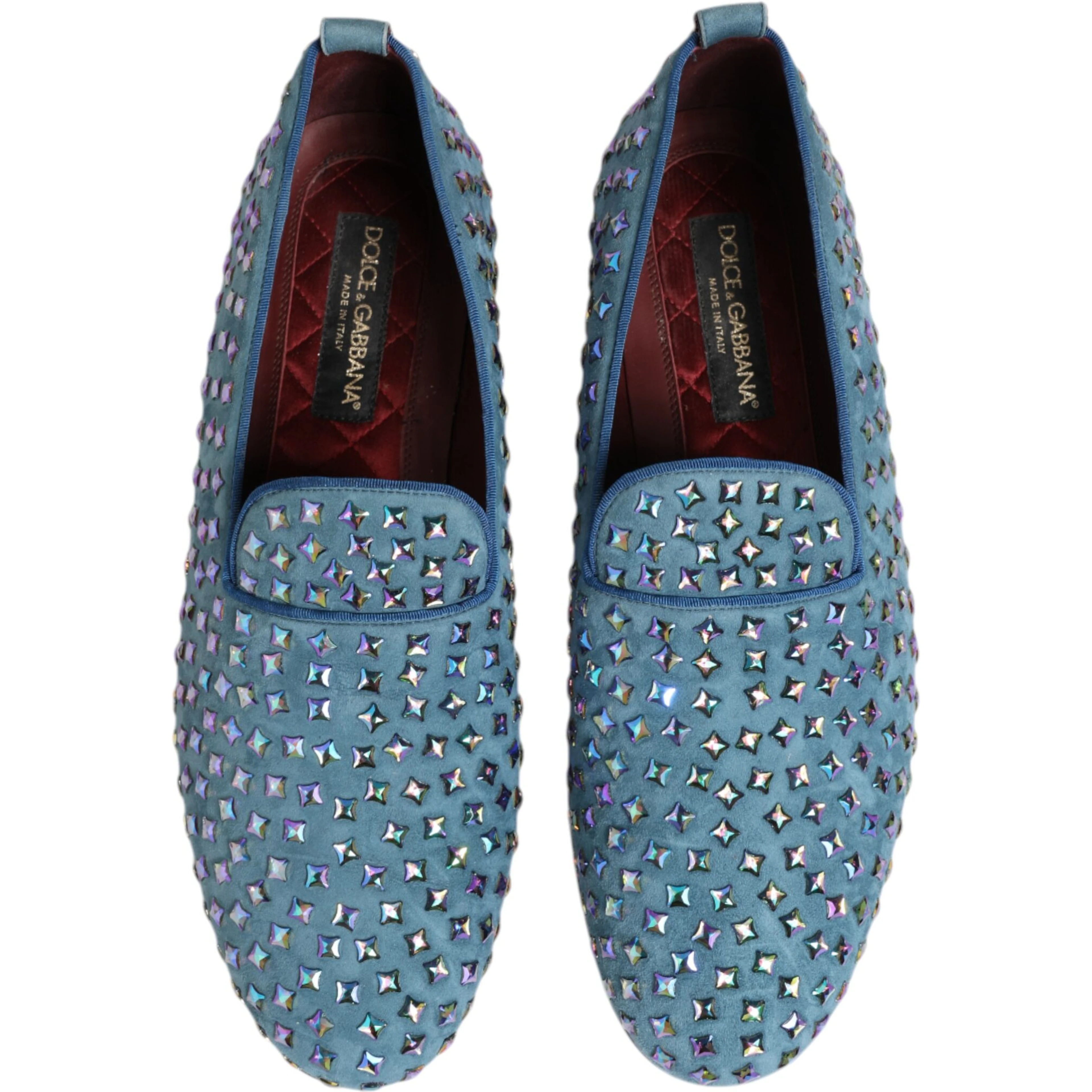 Blue Suede Studded Dress Men Loafers Shoes