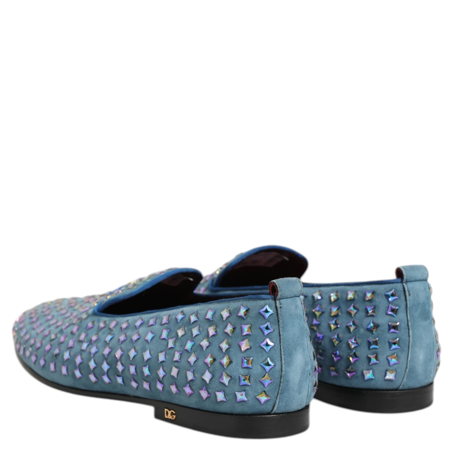 Blue Suede Studded Dress Men Loafers Shoes