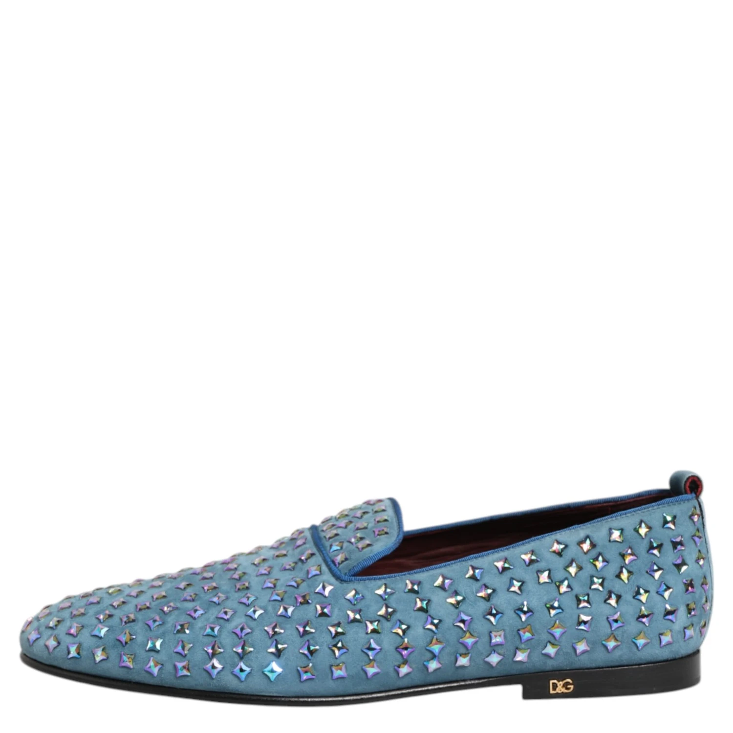 Blue Suede Studded Dress Men Loafers Shoes