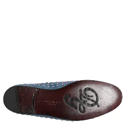 Blue Suede Studded Dress Men Loafers Shoes