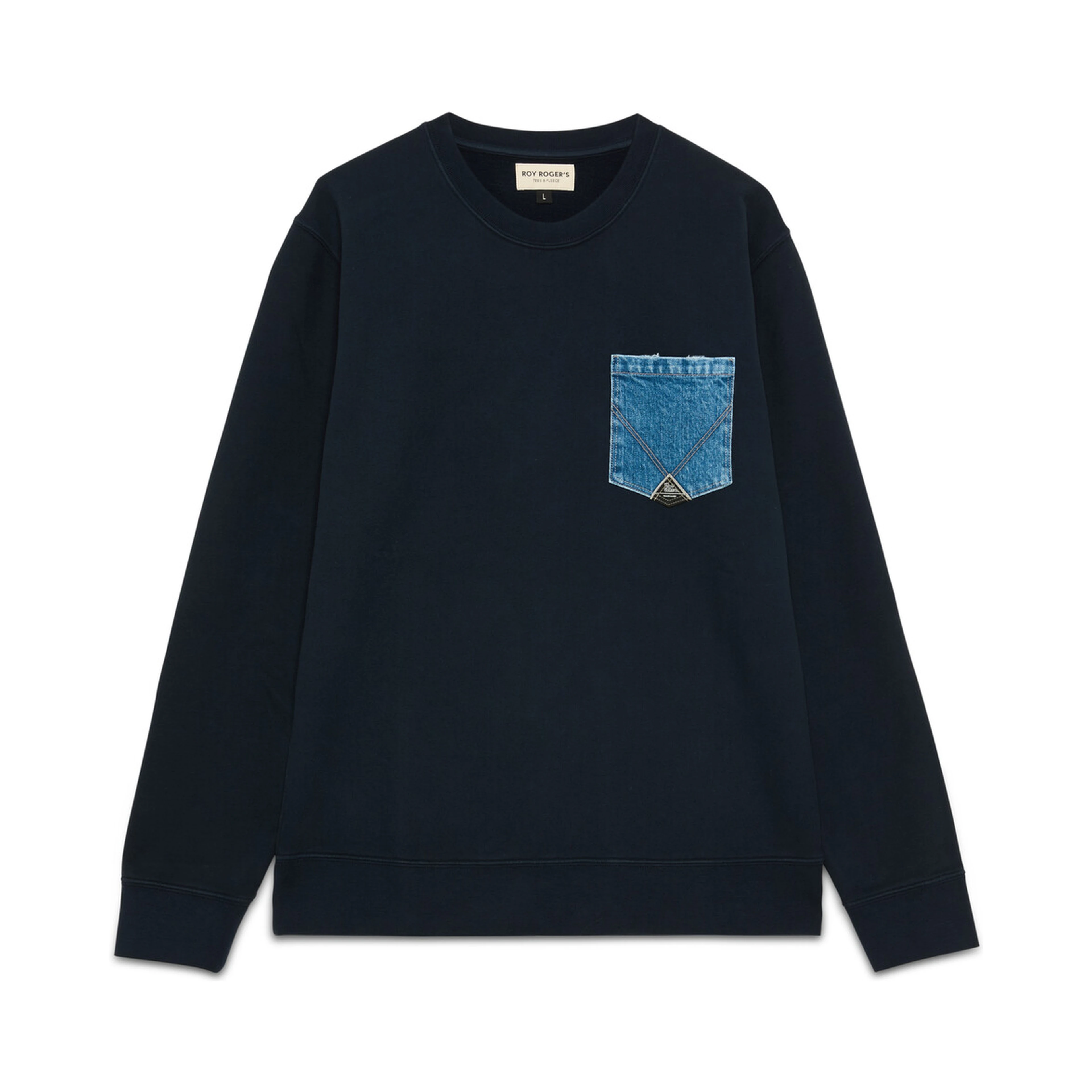 denim-pocket sweatshirt