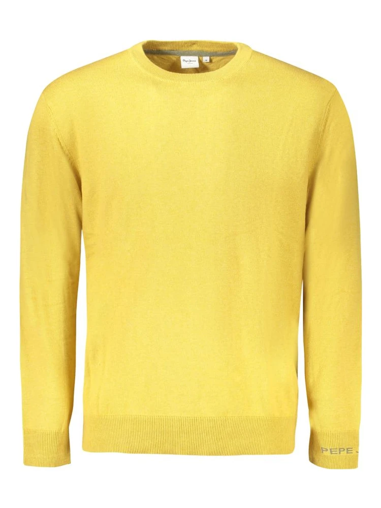 Yellow Cotton Men Sweater
