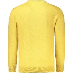Yellow Cotton Men Sweater