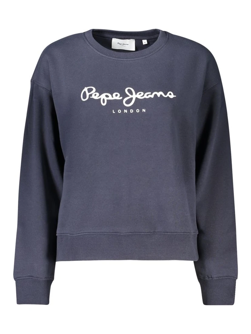 Blue Cotton Women Sweatshirt