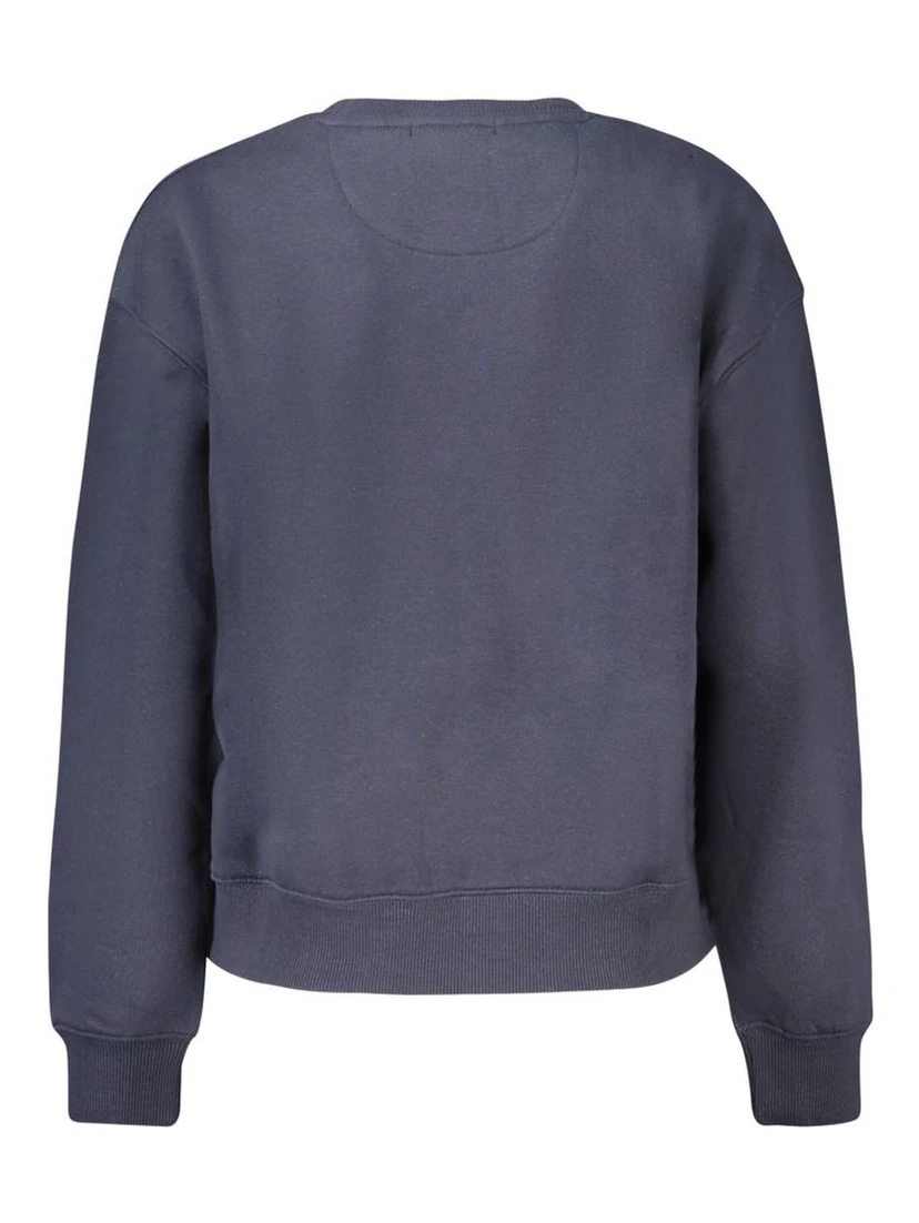 Blue Cotton Women Sweatshirt
