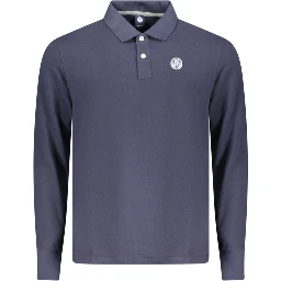 Blue Cotton Men Polo Shirt