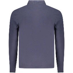 Blue Cotton Men Polo Shirt