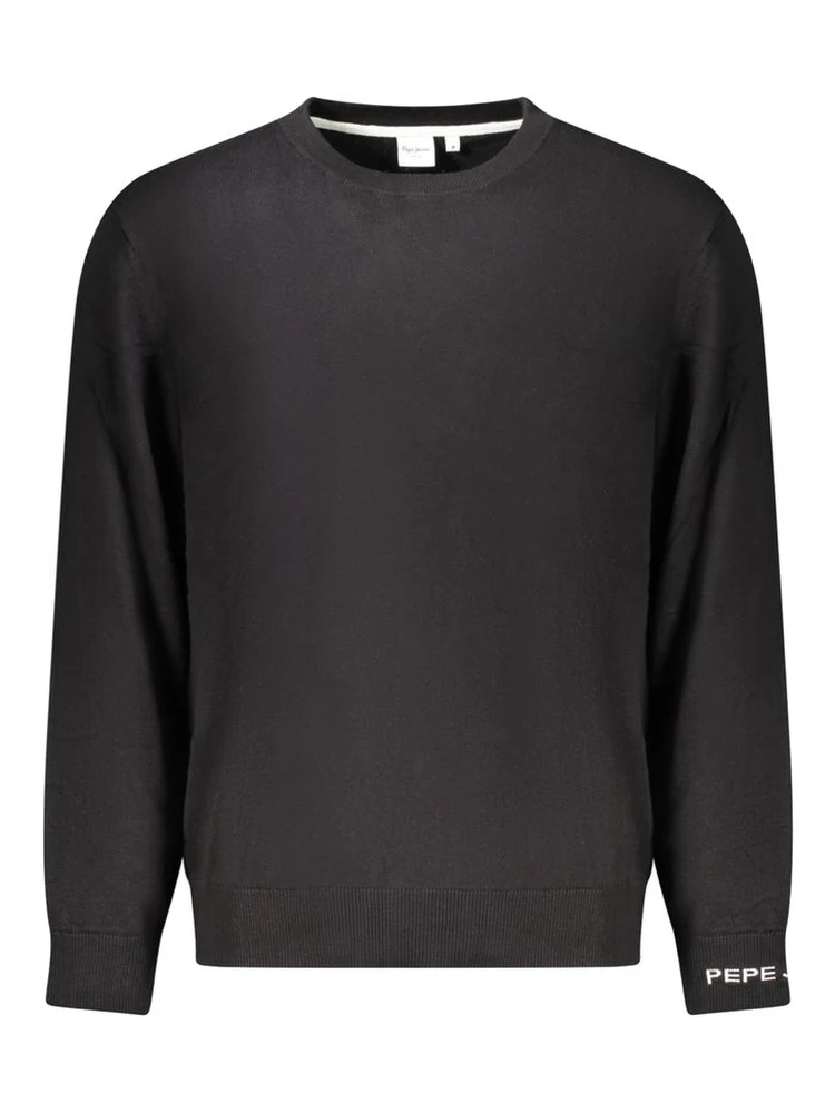 Black Cotton Men Sweater