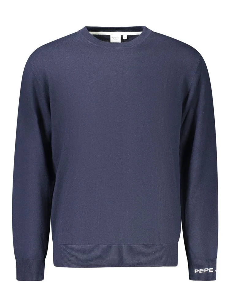 Blue Cotton Men Sweater