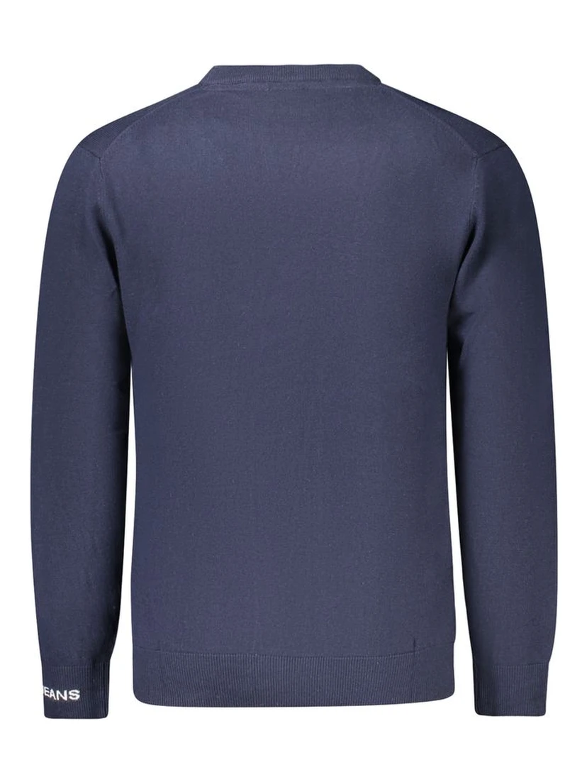Blue Cotton Men Sweater