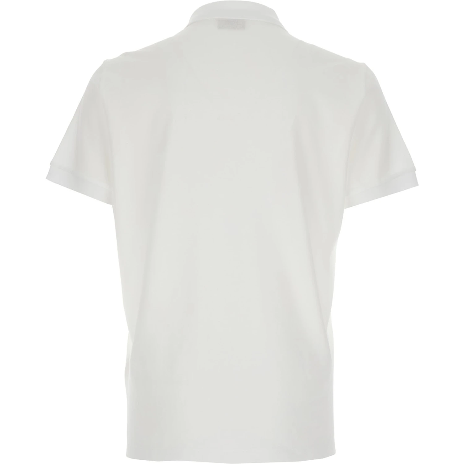 White Polo Shirt with Classic Collar and Metallic FF Plaque on the Front in Cotton Woman