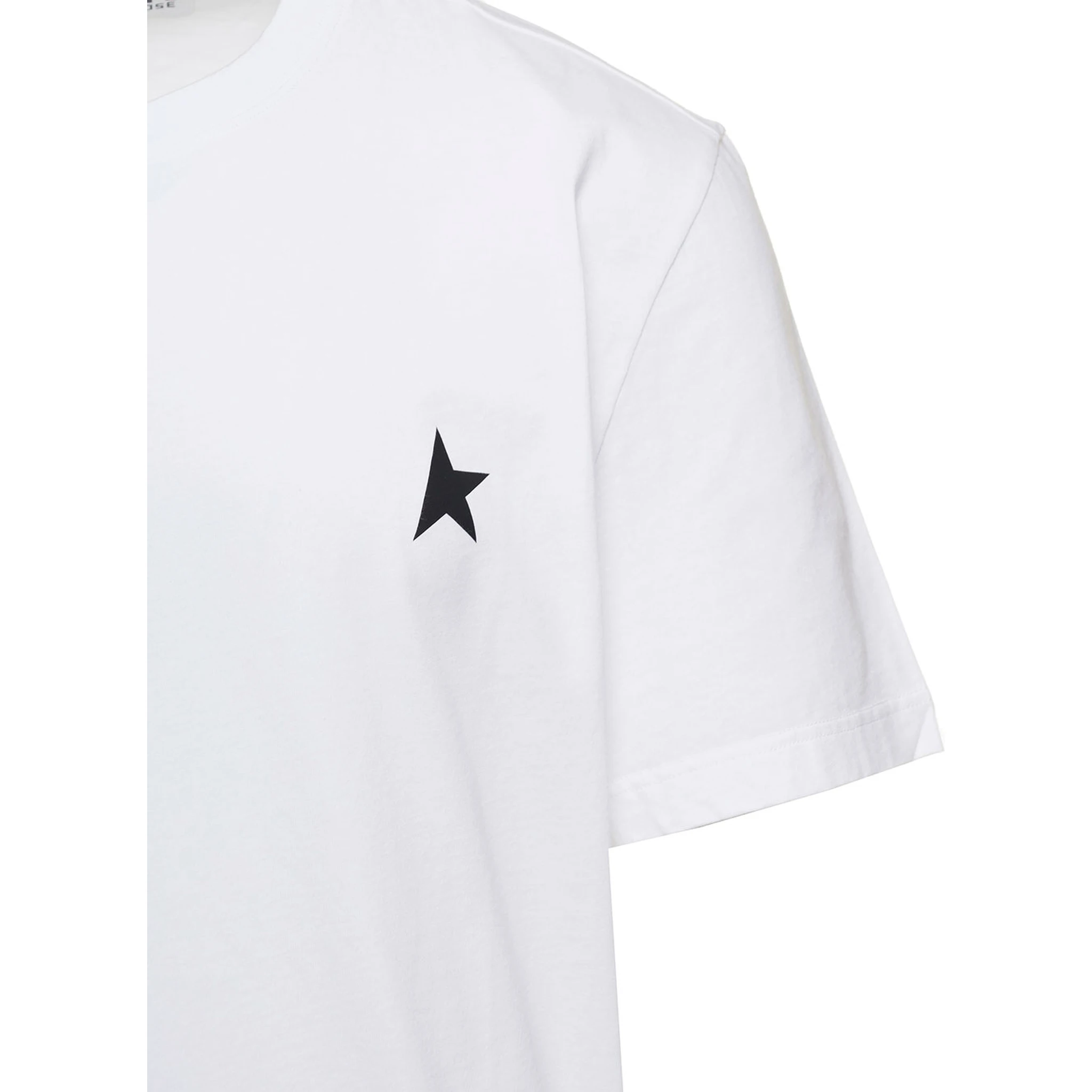 White T-Shirt with Round Neck and One Star Logo Print on the Front in Cotton Man