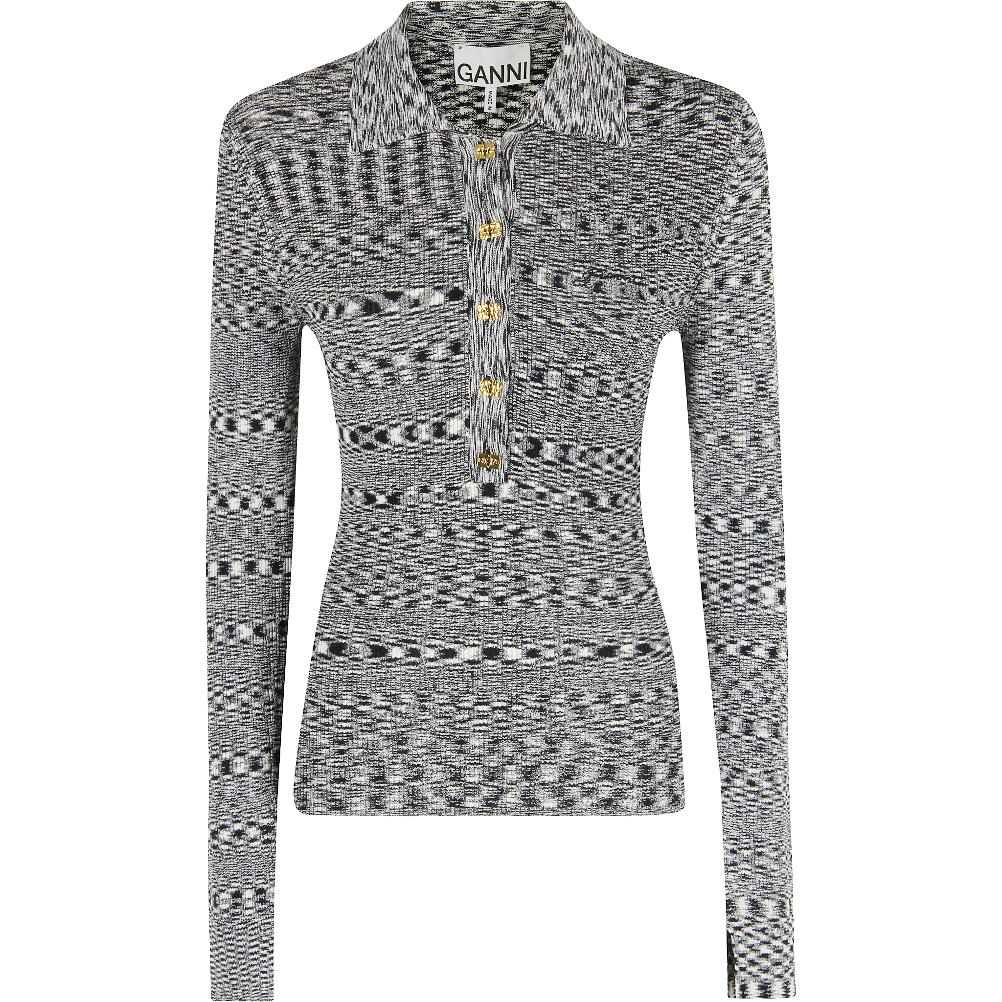 Spacedyed logo-button polo top