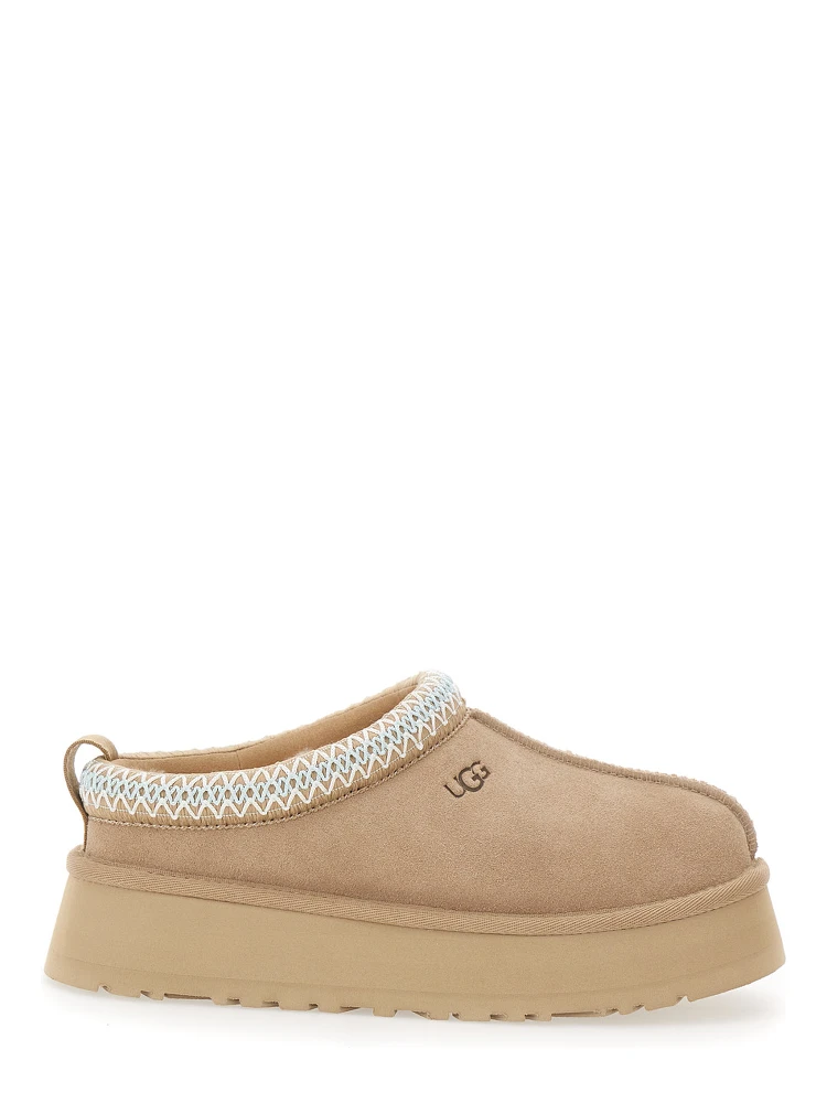 Tazz Beige Sabot with Embossed Logo in Suede Woman