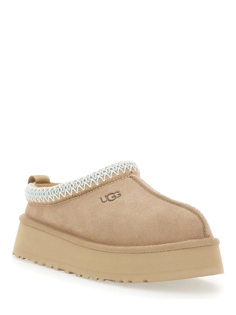 Tazz Beige Sabot with Embossed Logo in Suede Woman