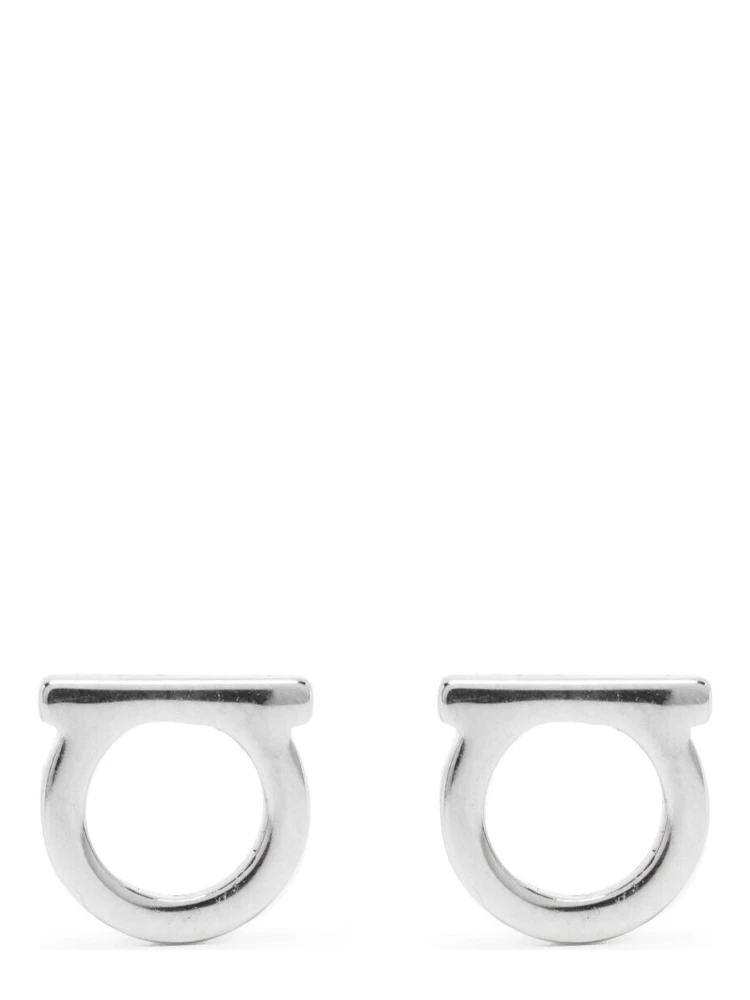 Silver-Colored Gancini Earrings in Brass Woman