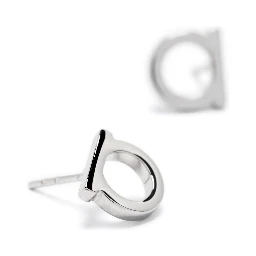 Silver-Colored Gancini Earrings in Brass Woman