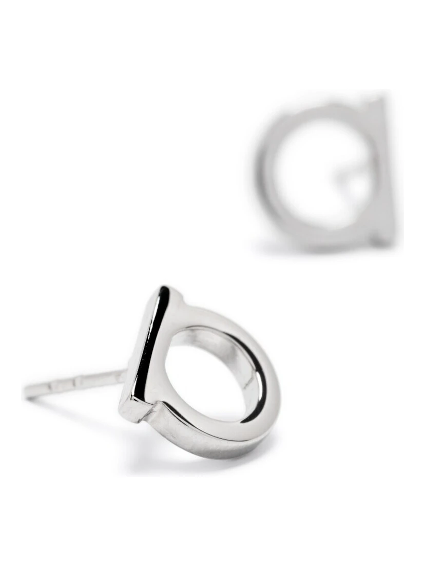 Silver-Colored Gancini Earrings in Brass Woman