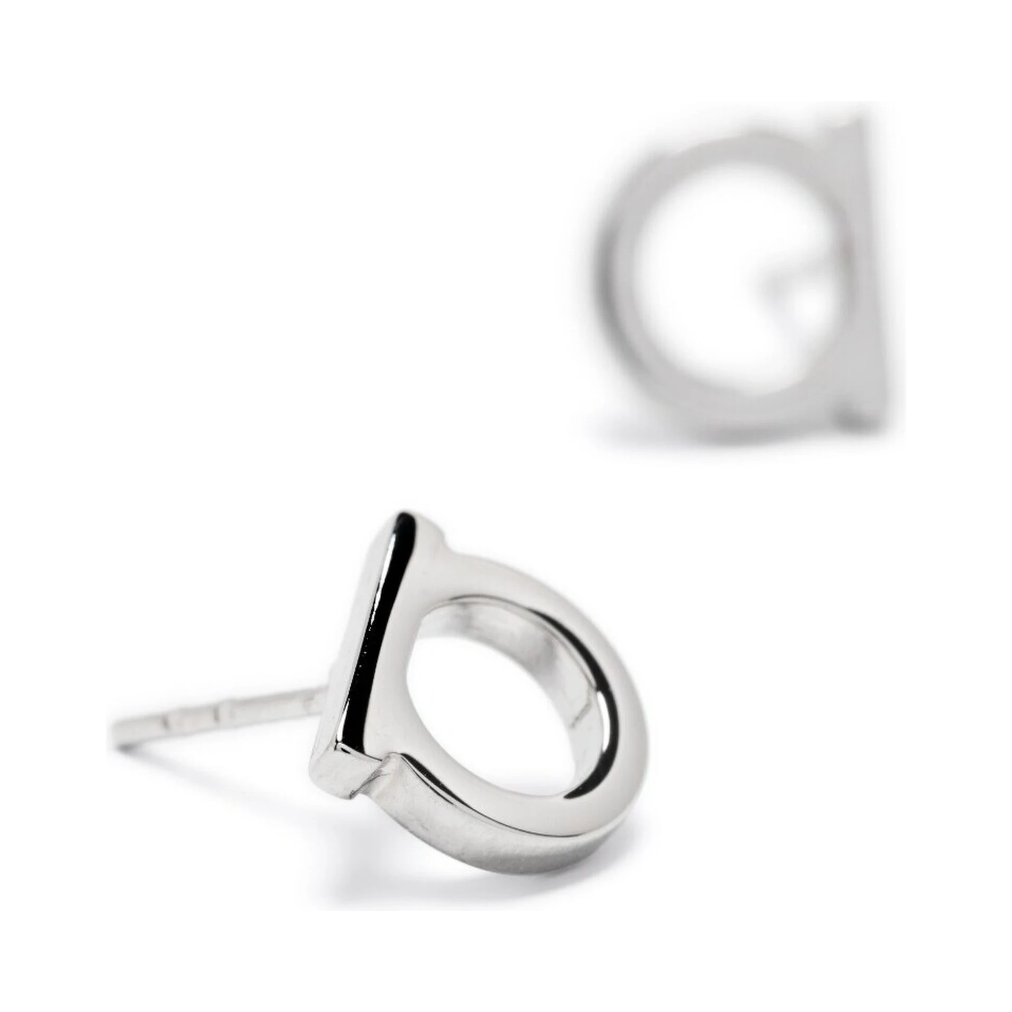 Silver-Colored Gancini Earrings in Brass Woman