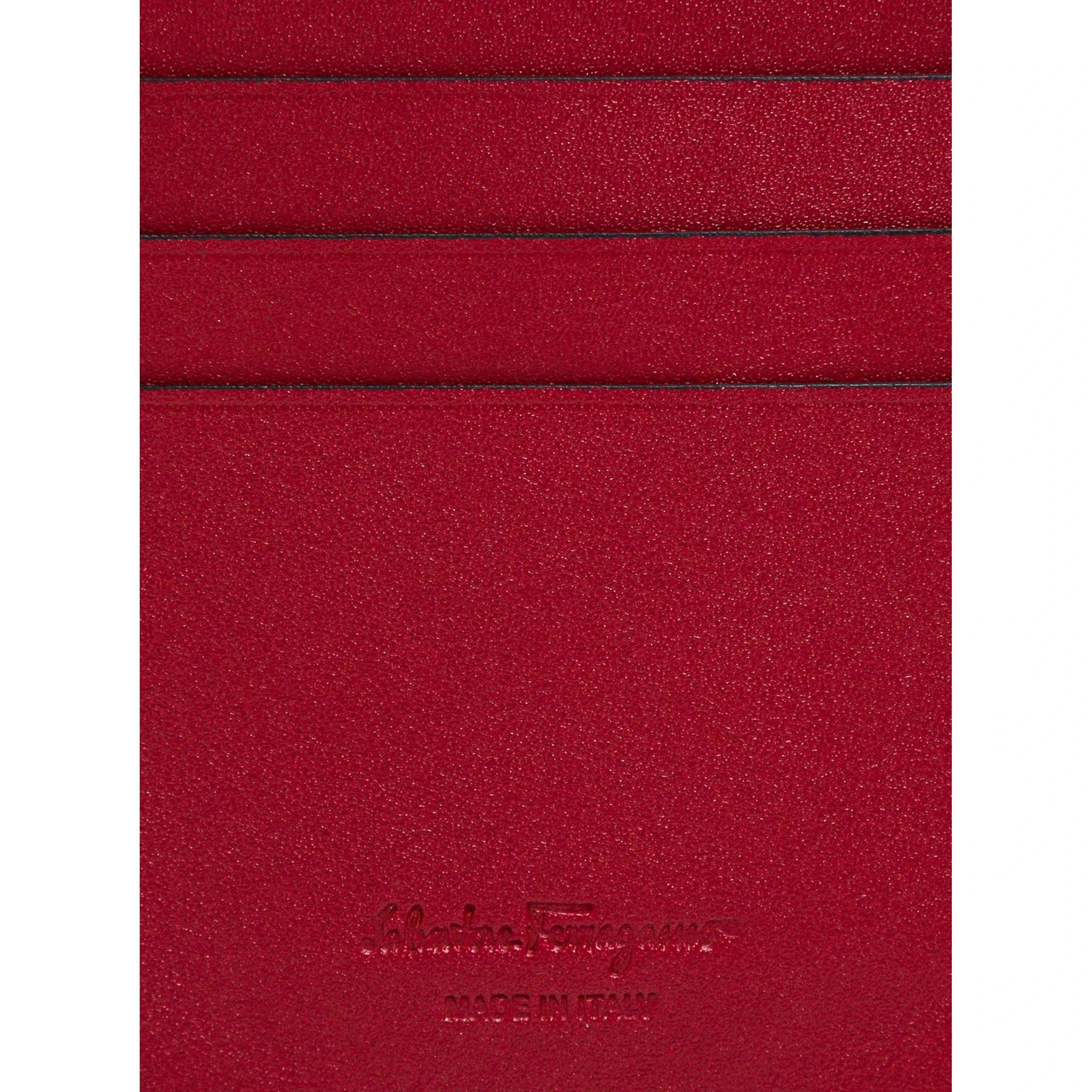 Salvatore Ferragamo Mans Revival Black  Leather Card Holder with Gancini Buckle