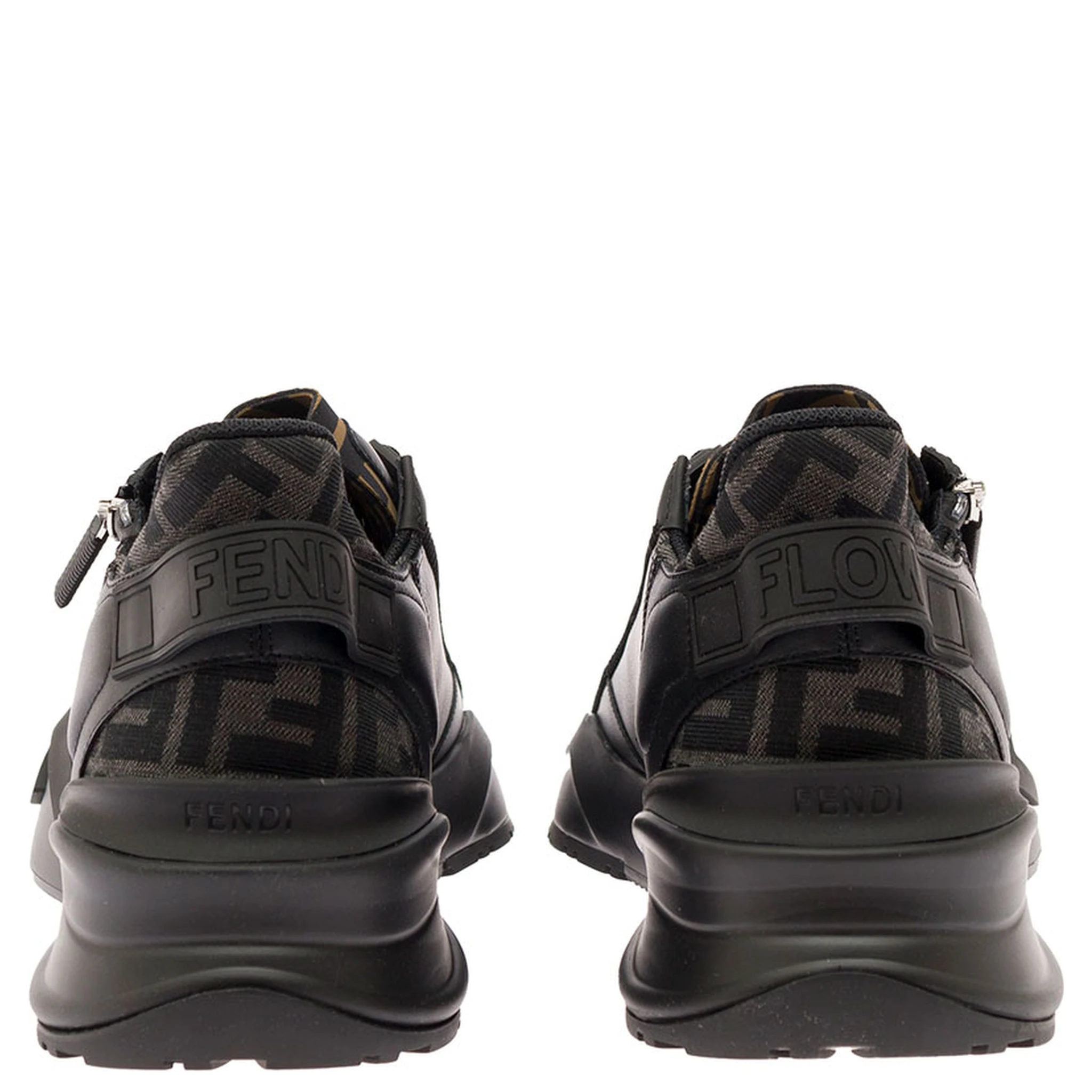Fendi Flow Black Low-Top Sneaker with Logo Detail in Leather Man