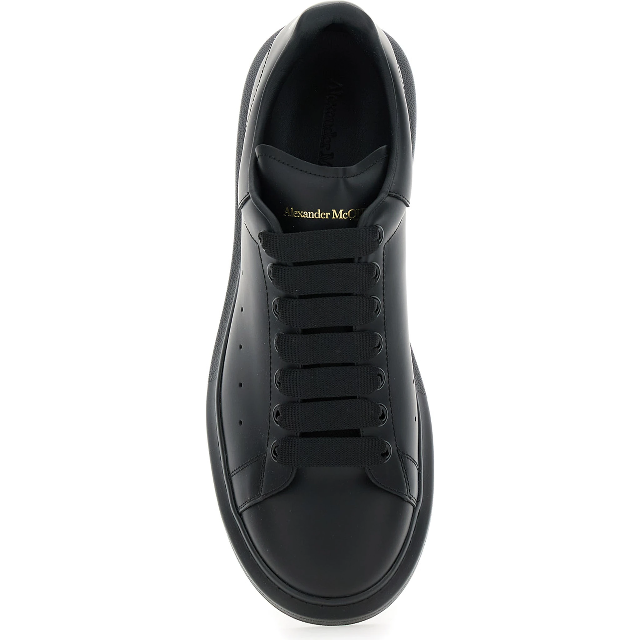 Black Oversize Sneakers with Logo Lettering on the Heel in Leather Man