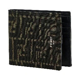 Brown and Tobacco Bi-Fold Wallet with Fendi Roma Lettering in Leather Man
