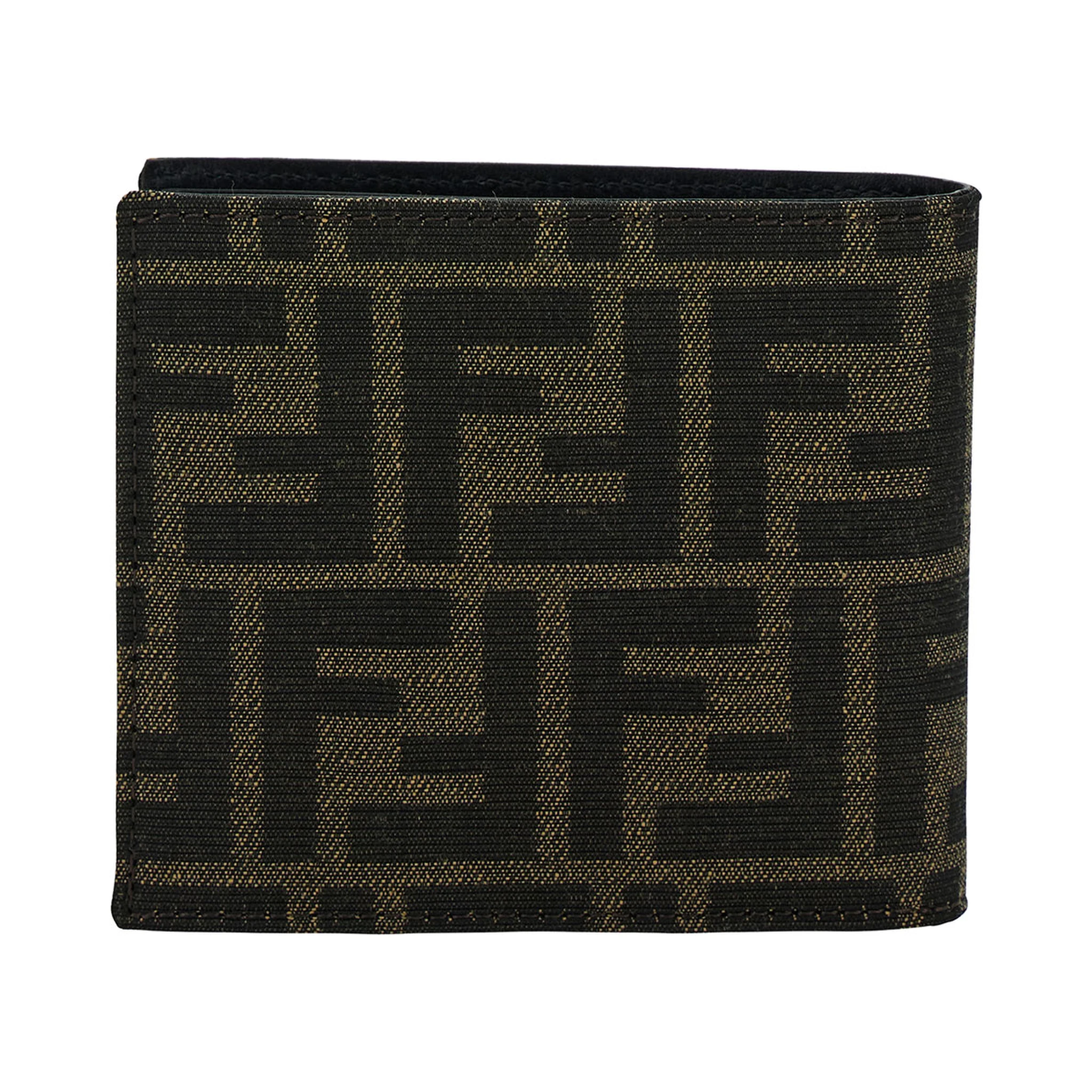 Brown and Tobacco Bi-Fold Wallet with Fendi Roma Lettering in Leather Man