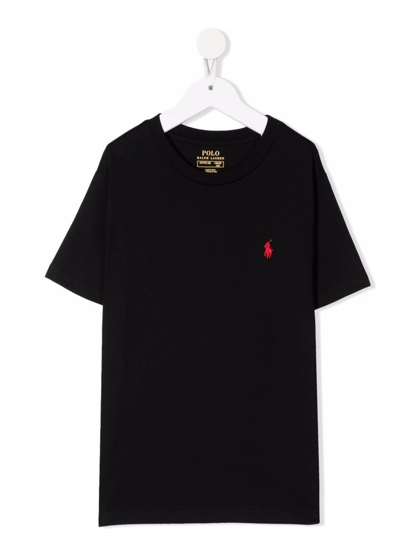Polo Ralph Lauren Boy Black Cotton T-Shirt with Logo