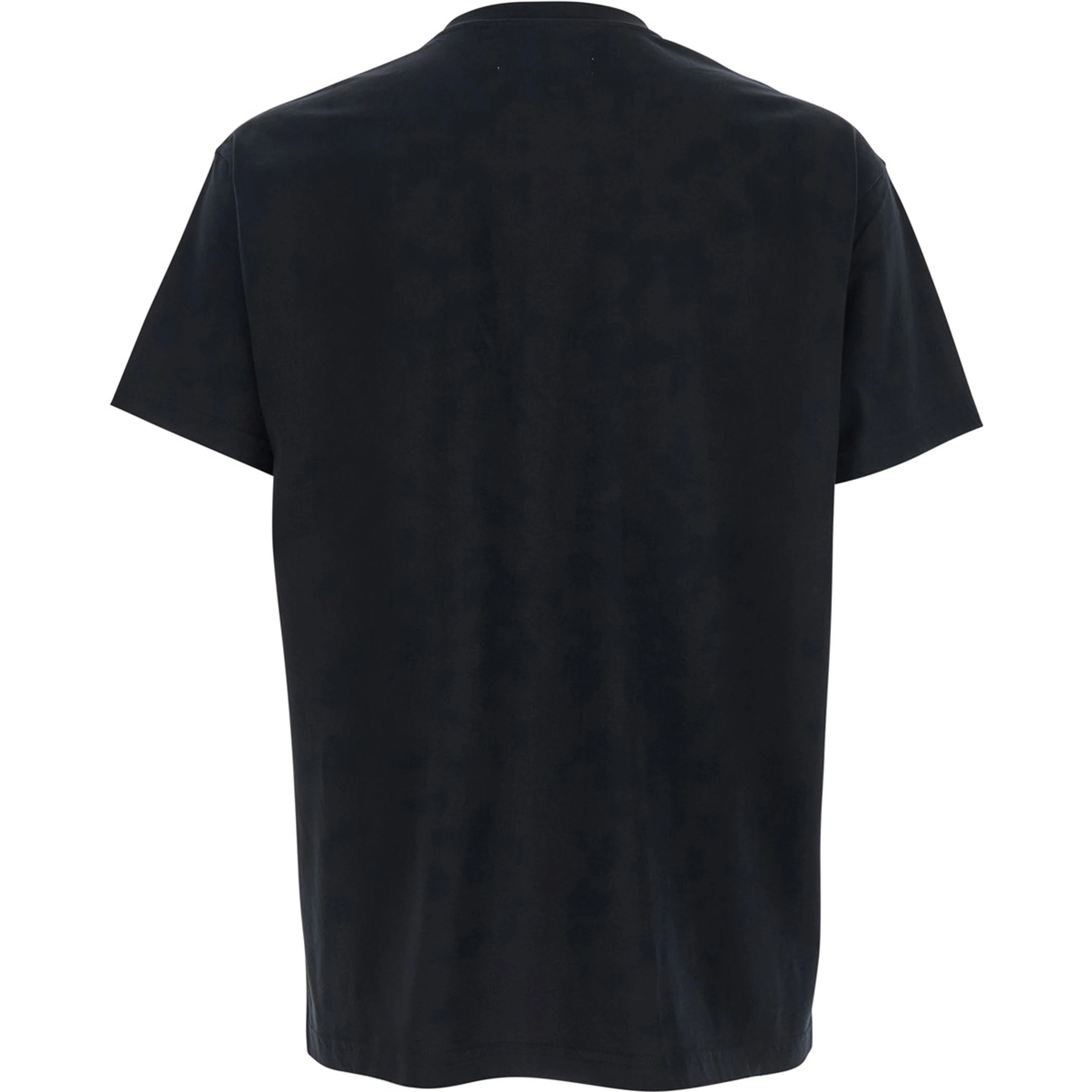 Black Crewneck T-Shirt with Orb Embroidery on the Front in Cotton Man
