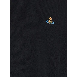 Black Crewneck T-Shirt with Orb Embroidery on the Front in Cotton Man