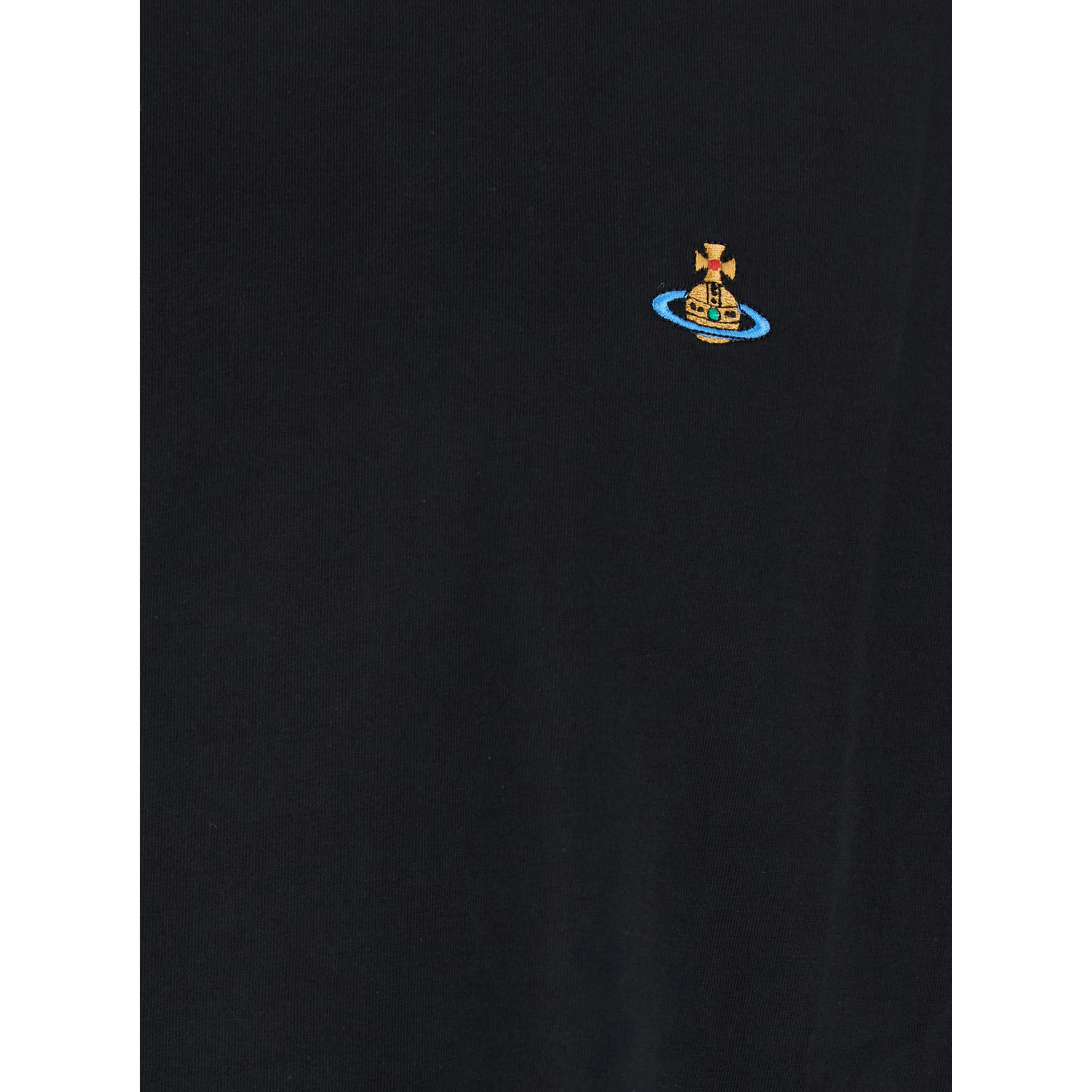Black Crewneck T-Shirt with Orb Embroidery on the Front in Cotton Man