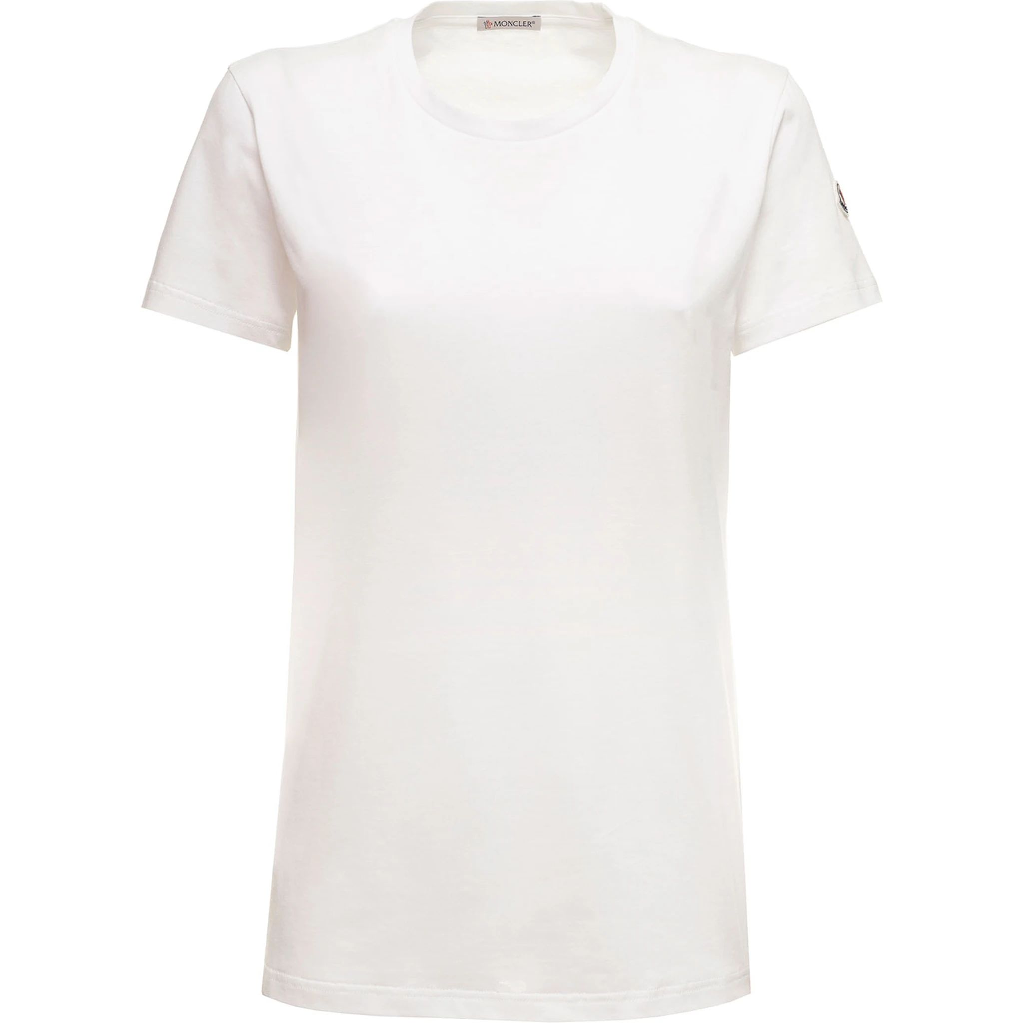 White T-shirt in Jersey with Logo Patch on the Sleeve MONCLER Woman