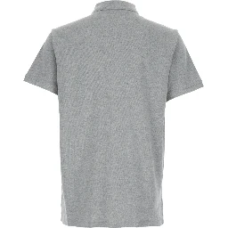 "Custom Fit" Grey Polo Shirt with Pony Detail on the Front in Cotton Man