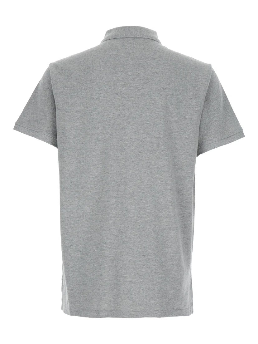 "Custom Fit" Grey Polo Shirt with Pony Detail on the Front in Cotton Man