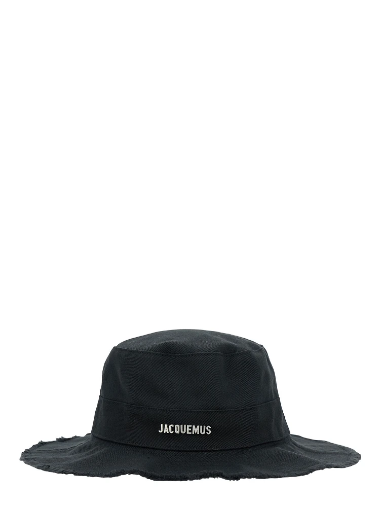 Le Bob Artichaut Black Hat with Metal Logo in Canvas Man
