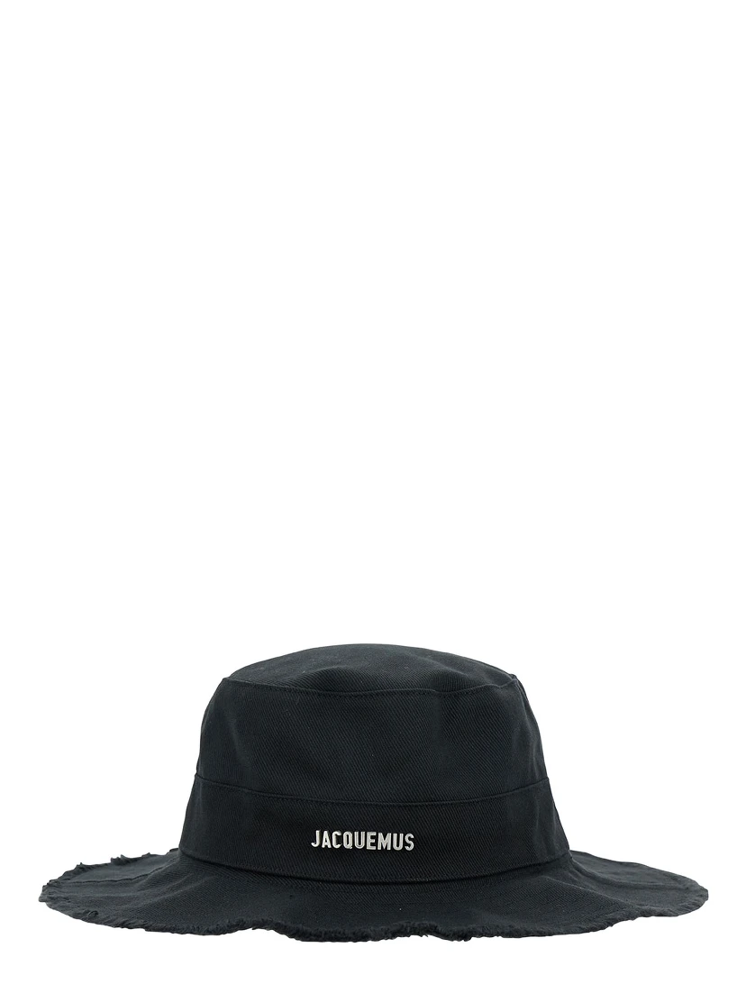 Le Bob Artichaut Black Hat with Metal Logo in Canvas Man