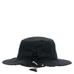 Le Bob Artichaut Black Hat with Metal Logo in Canvas Man