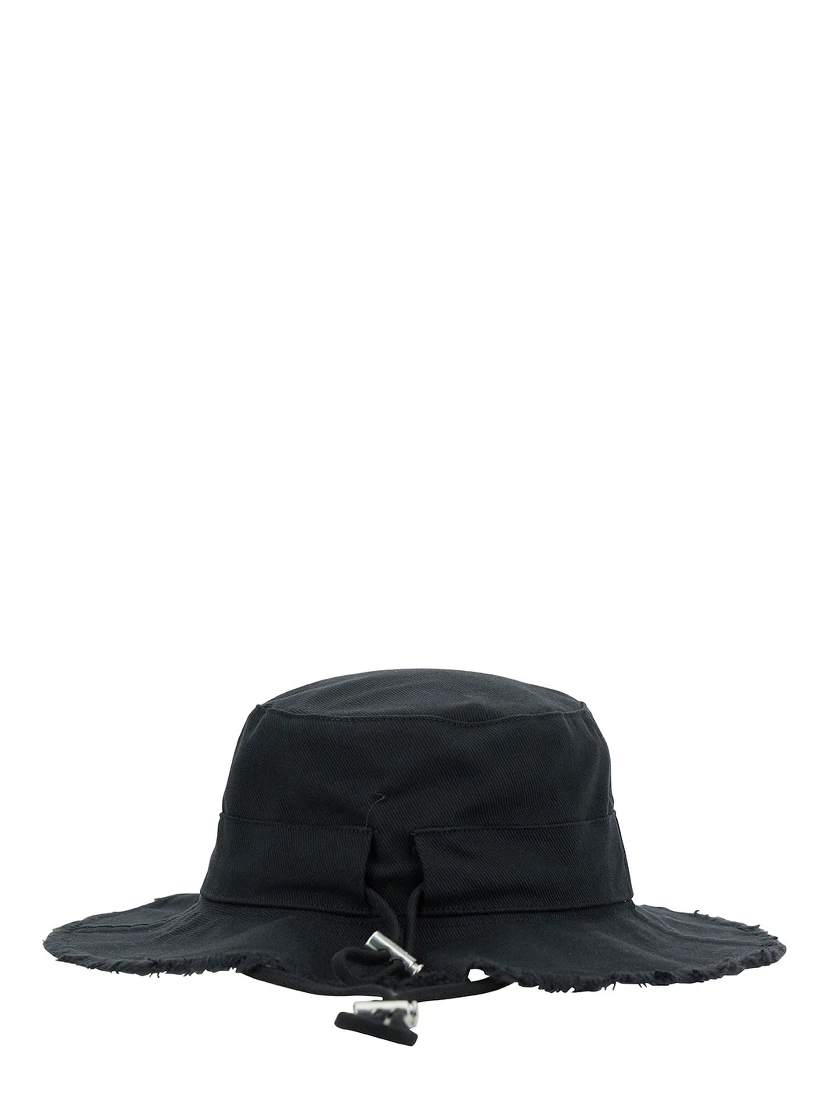 Le Bob Artichaut Black Hat with Metal Logo in Canvas Man
